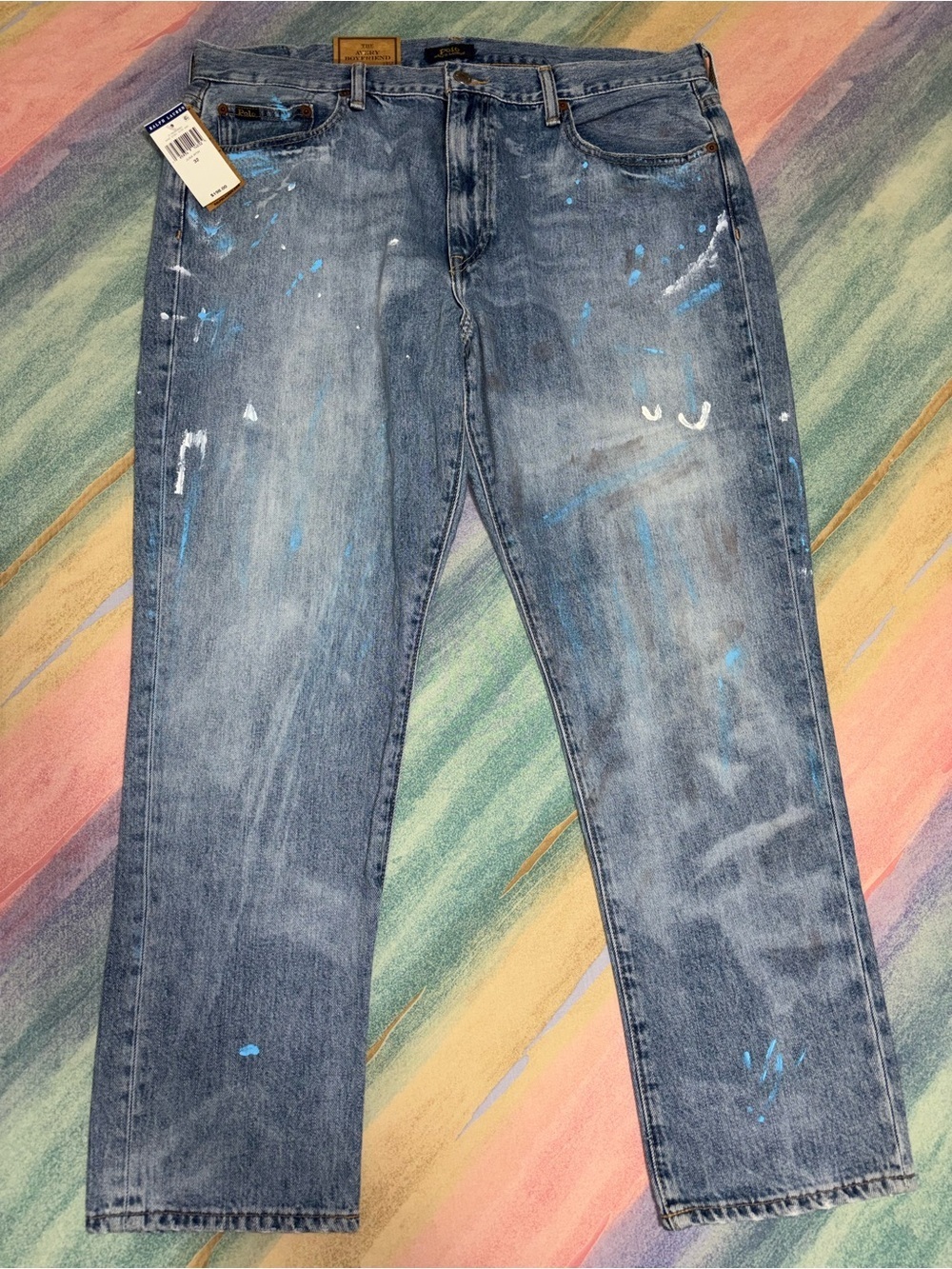 $198 Polo Ralph Lauren - The Avery Boyfriend Jeans Paint Splattered - Size 32